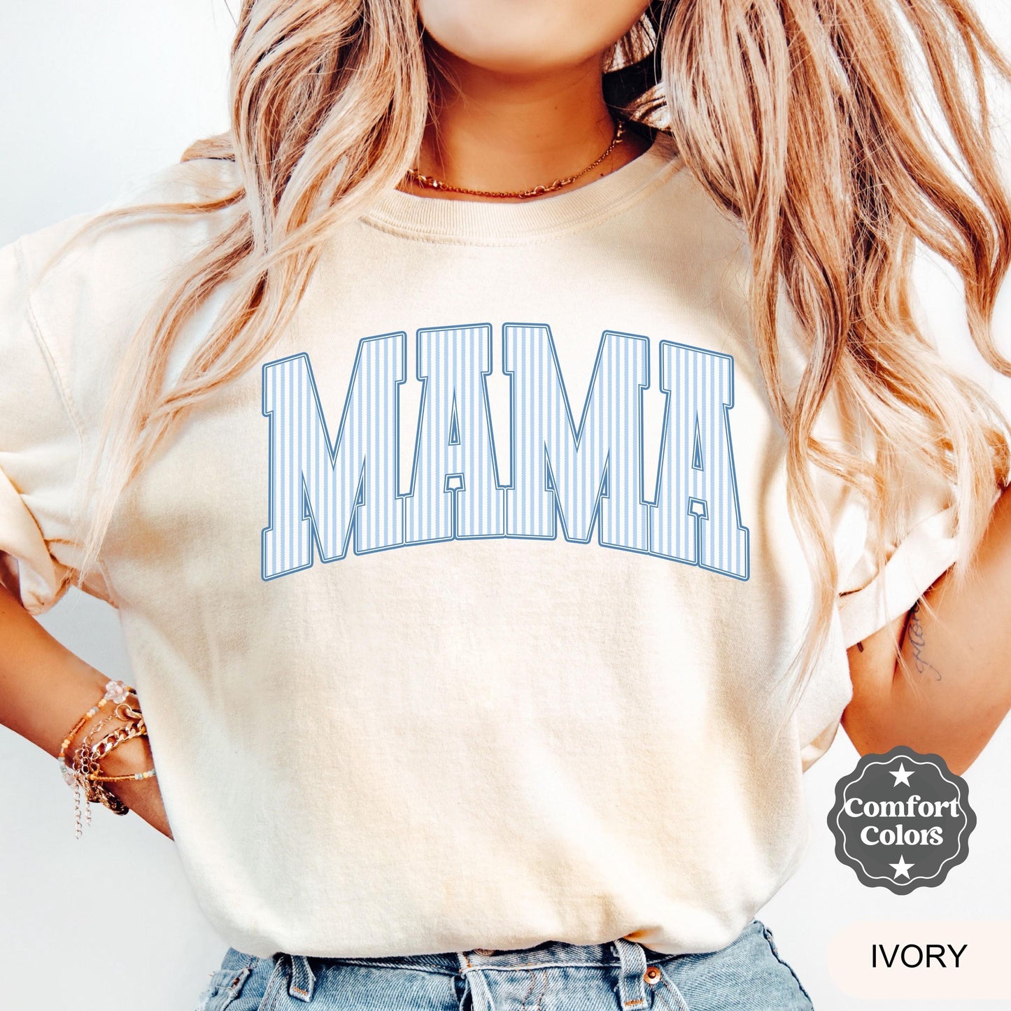 Comfort Colors Mama Shirt, Mothers Day Gift, Cute Mom Shirt, Mama Tee, Gingham Mama Shirt, New Mom Gift, Baby Shower Gift, Gift for Mama