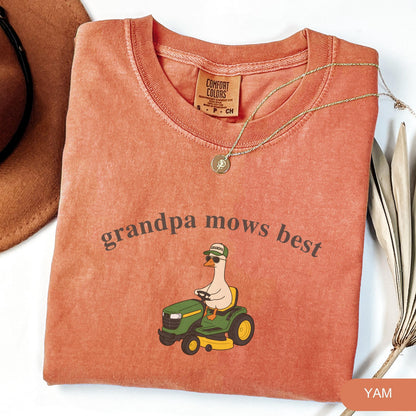 Comfort Colors Grandpa Mows Best, Funny Goose Father's Day Gift,Goose Lawn Mower Tee,Father's Day Shirt for Grandpa, Gift for Grandpa
