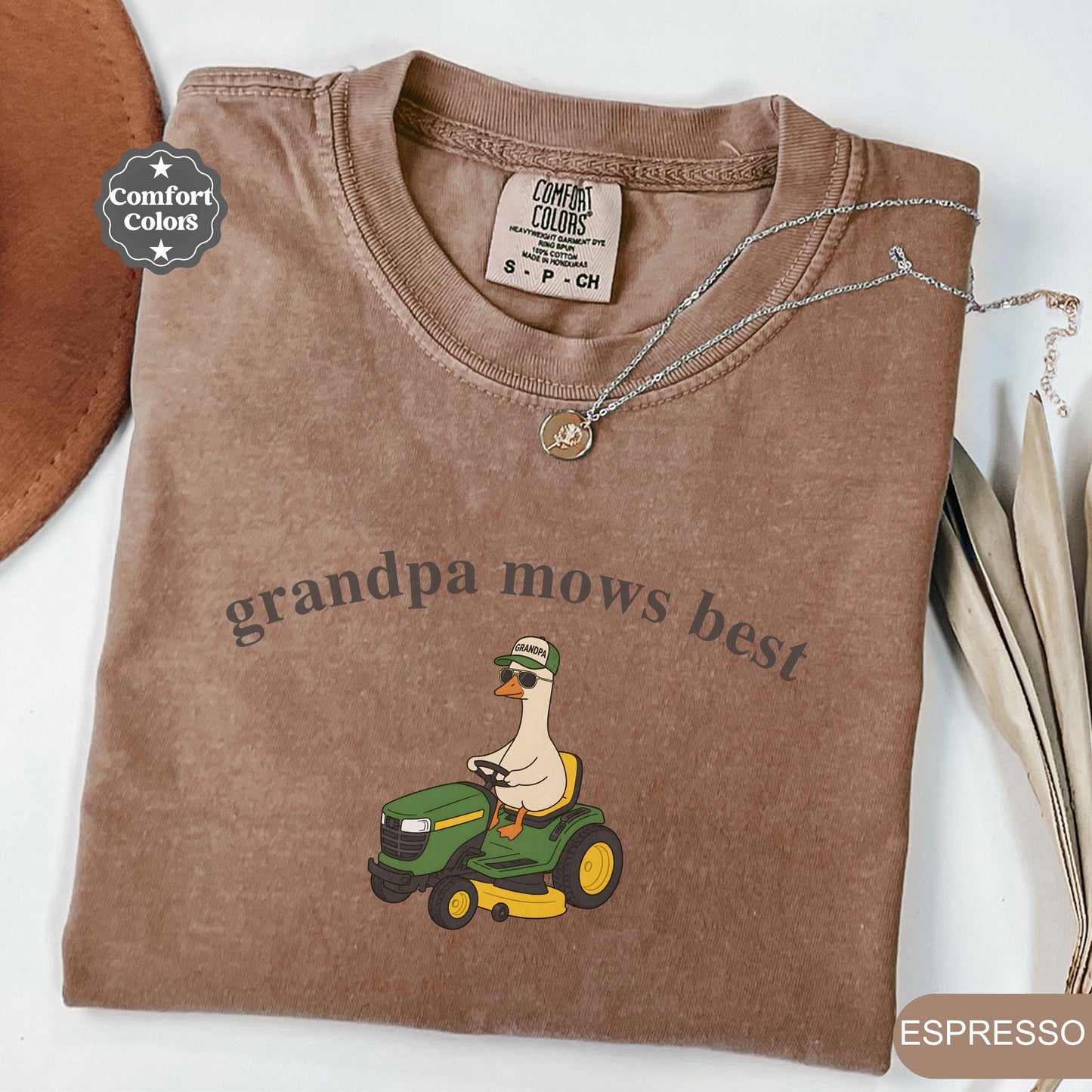 Comfort Colors Grandpa Mows Best, Funny Goose Father's Day Gift,Goose Lawn Mower Tee,Father's Day Shirt for Grandpa, Gift for Grandpa