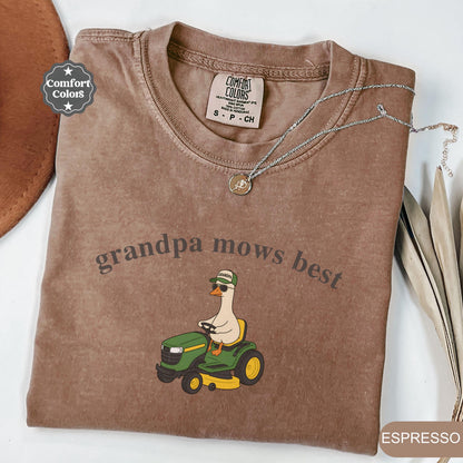Comfort Colors Grandpa Mows Best, Funny Goose Father's Day Gift,Goose Lawn Mower Tee,Father's Day Shirt for Grandpa, Gift for Grandpa