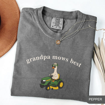 Comfort Colors Grandpa Mows Best, Funny Goose Father's Day Gift,Goose Lawn Mower Tee,Father's Day Shirt for Grandpa, Gift for Grandpa