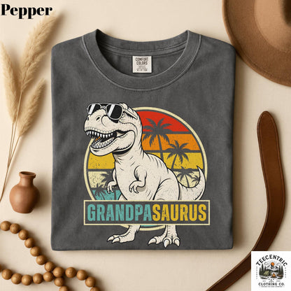 Grandpasaurus T-Rex T-Shirt, Funny Grandpa Dinosaur Gift, Retro Sunset Grandpa Tee, Comfort Colors Vintage Grandpa Birthday Unisex Tshirt