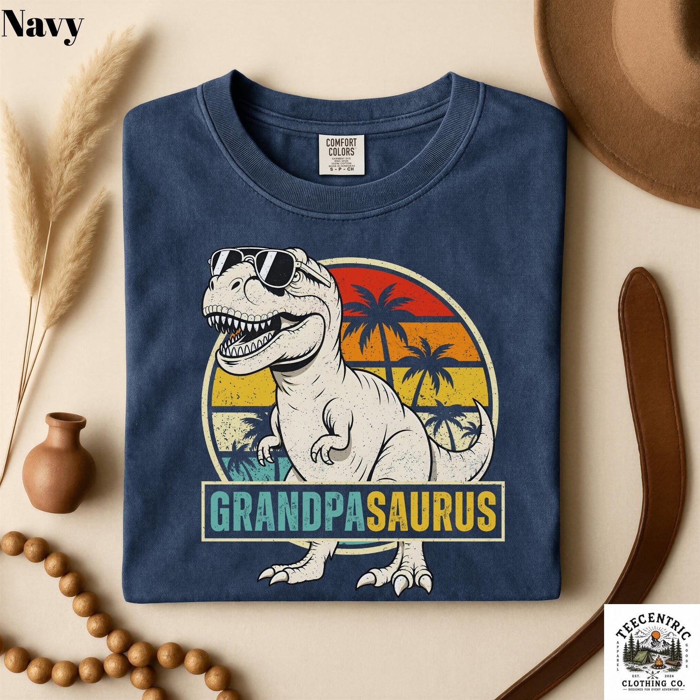 Grandpasaurus T-Rex T-Shirt, Funny Grandpa Dinosaur Gift, Retro Sunset Grandpa Tee, Comfort Colors Vintage Grandpa Birthday Unisex Tshirt