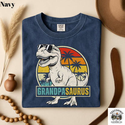 Grandpasaurus T-Rex T-Shirt, Funny Grandpa Dinosaur Gift, Retro Sunset Grandpa Tee, Comfort Colors Vintage Grandpa Birthday Unisex Tshirt