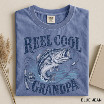 Reel Cool Grandpa Shirt, Bass Fishing Gifts for Grandpa, Vintage Fisherman Comfort Colors Tee