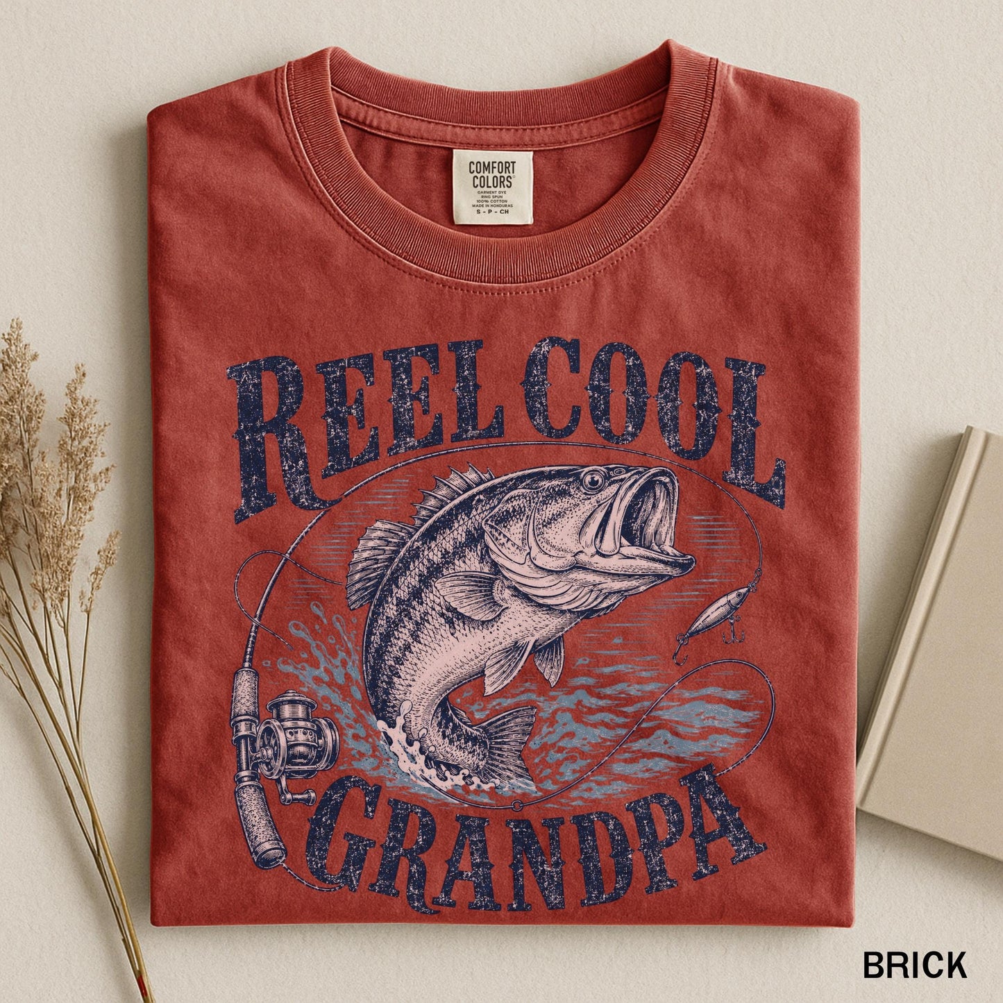 Reel Cool Grandpa Shirt, Bass Fishing Gifts for Grandpa, Vintage Fisherman Comfort Colors Tee
