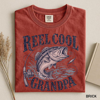 Reel Cool Grandpa Shirt, Bass Fishing Gifts for Grandpa, Vintage Fisherman Comfort Colors Tee