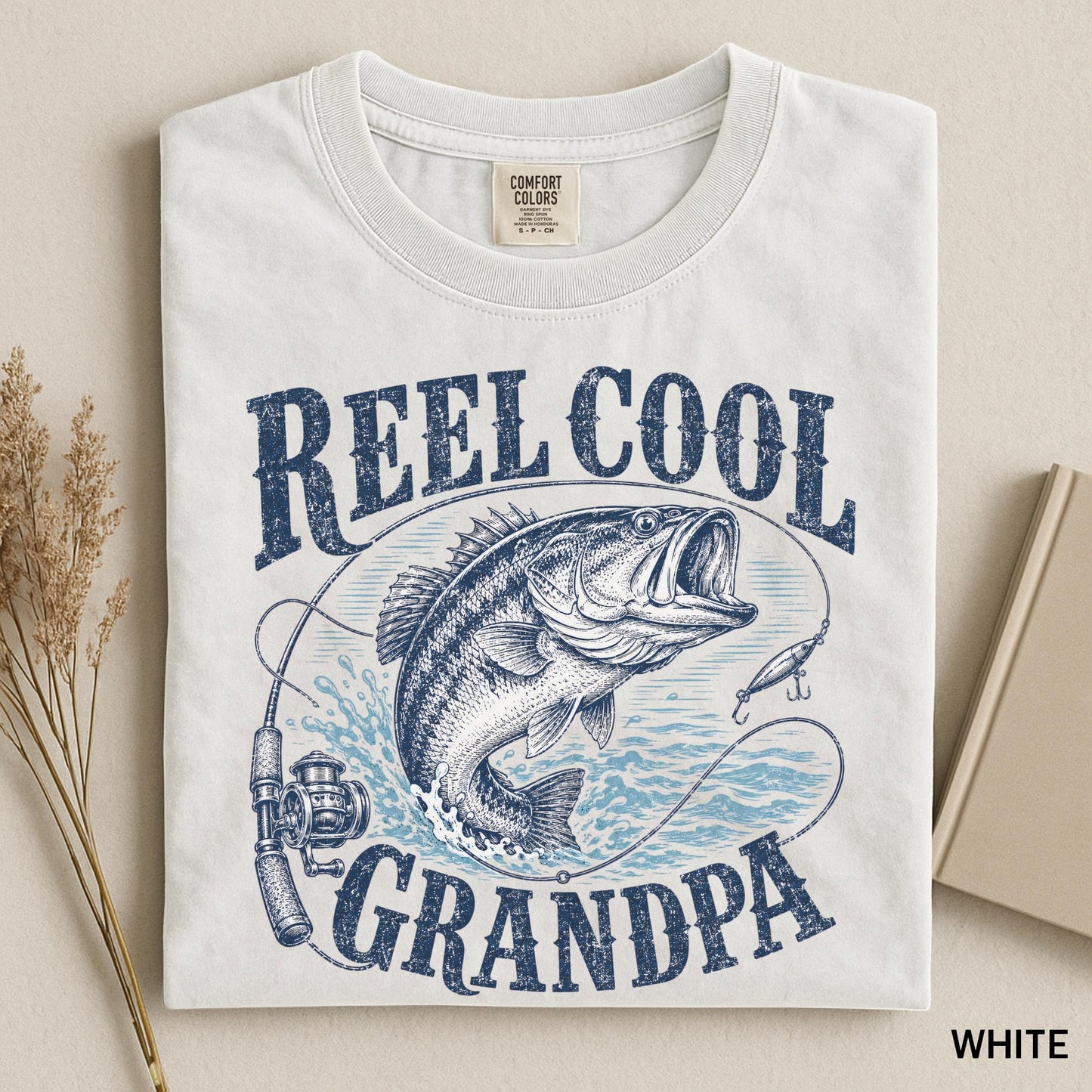 Reel Cool Grandpa Shirt, Bass Fishing Gifts for Grandpa, Vintage Fisherman Comfort Colors Tee