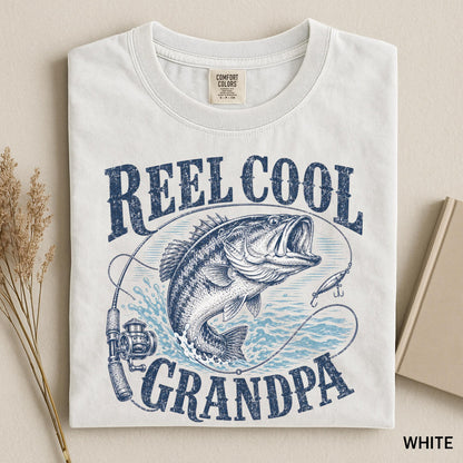 Reel Cool Grandpa Shirt, Bass Fishing Gifts for Grandpa, Vintage Fisherman Comfort Colors Tee