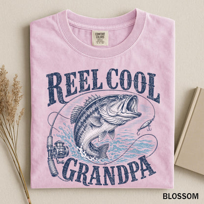 Reel Cool Grandpa Shirt, Bass Fishing Gifts for Grandpa, Vintage Fisherman Comfort Colors Tee