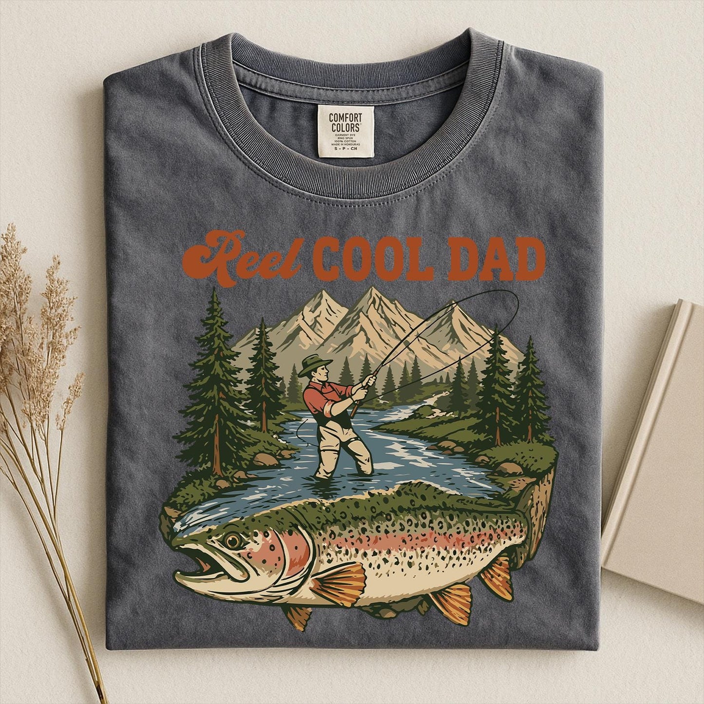 Comfort Colors Reel Cool Dad Shirt,Funny Fishing Dad Shirt, Reel Cool Dad Graphic Tee,  Vintage Dad Day T-shirt