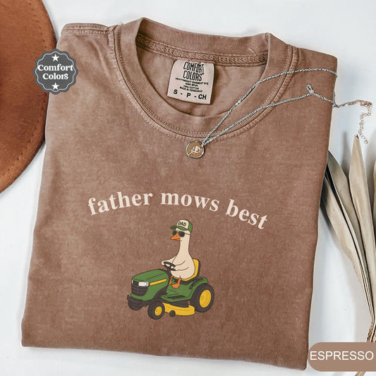 Comfort Colors Father Mows Best, Funny Goose Father's Day Gift,Goose Lawn Mower Tee,Father's Day Dad Shirt, Gift for Dad Who Loves Lawn Care