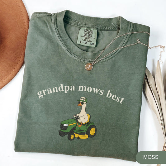 Comfort Colors Grandpa Mows Best, Funny Goose Father's Day Gift,Goose Lawn Mower Tee,Father's Day Shirt for Grandpa, Gift for Grandpa