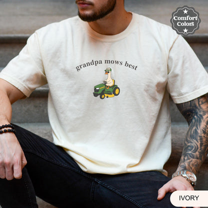 Comfort Colors Grandpa Mows Best, Funny Goose Father's Day Gift,Goose Lawn Mower Tee,Father's Day Shirt for Grandpa, Gift for Grandpa