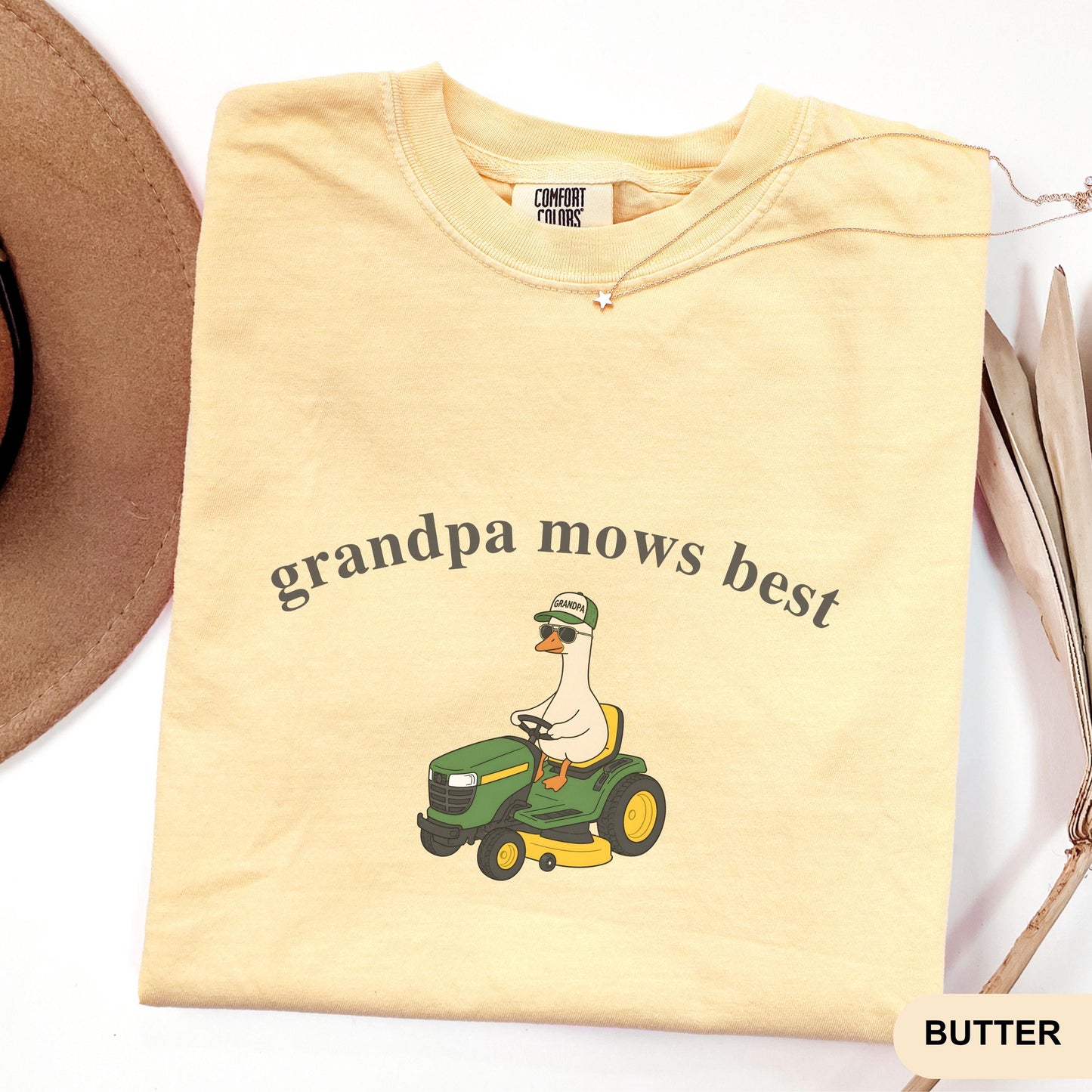 Comfort Colors Grandpa Mows Best, Funny Goose Father's Day Gift,Goose Lawn Mower Tee,Father's Day Shirt for Grandpa, Gift for Grandpa