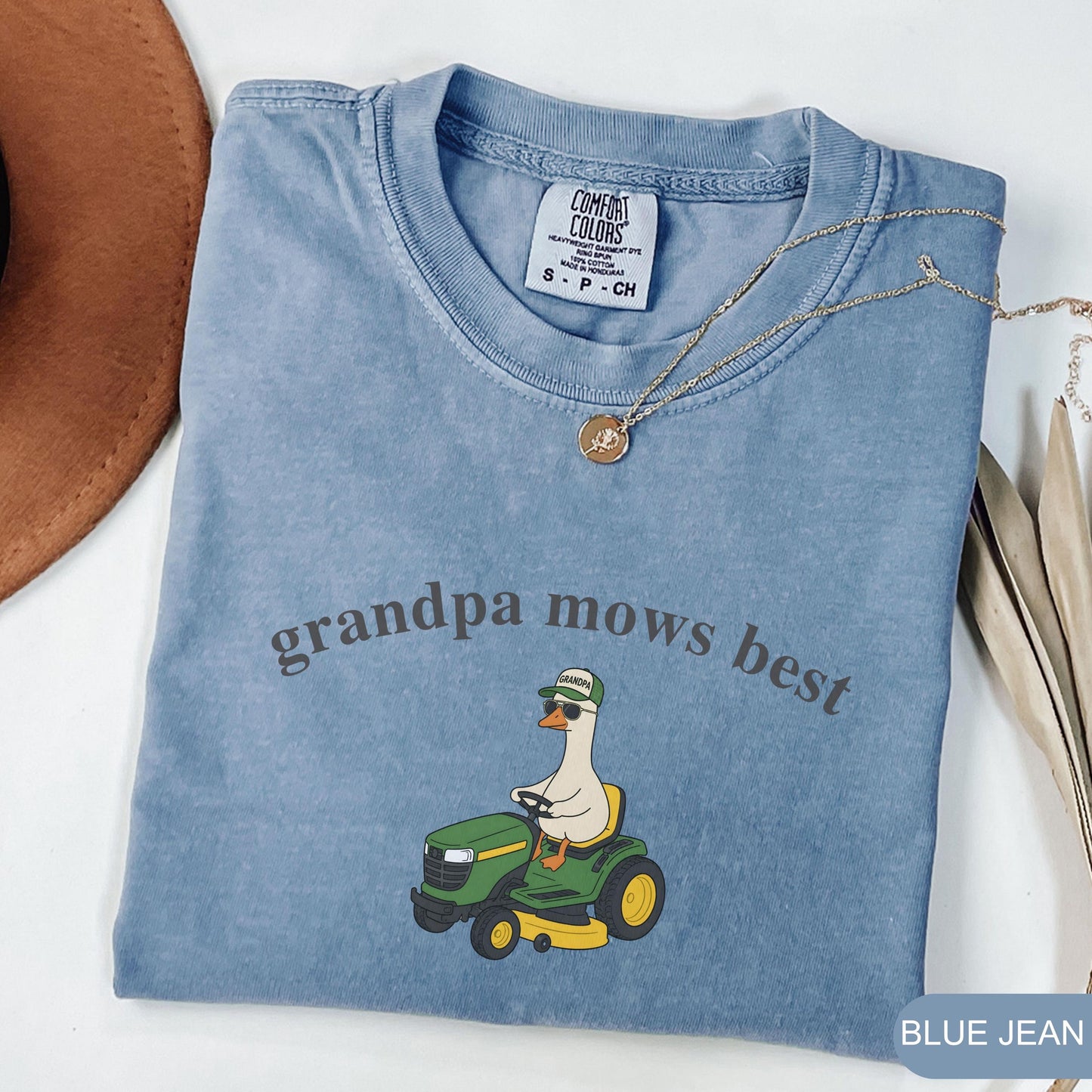 Comfort Colors Grandpa Mows Best, Funny Goose Father's Day Gift,Goose Lawn Mower Tee,Father's Day Shirt for Grandpa, Gift for Grandpa
