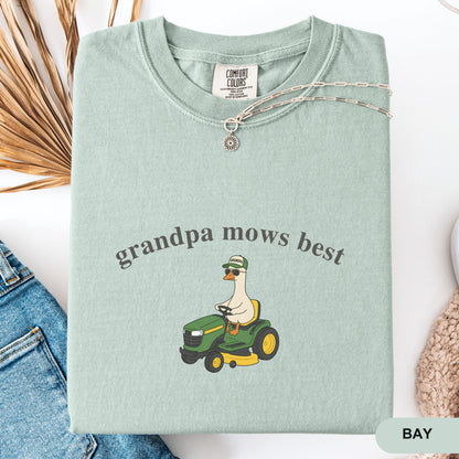 Comfort Colors Grandpa Mows Best, Funny Goose Father's Day Gift,Goose Lawn Mower Tee,Father's Day Shirt for Grandpa, Gift for Grandpa
