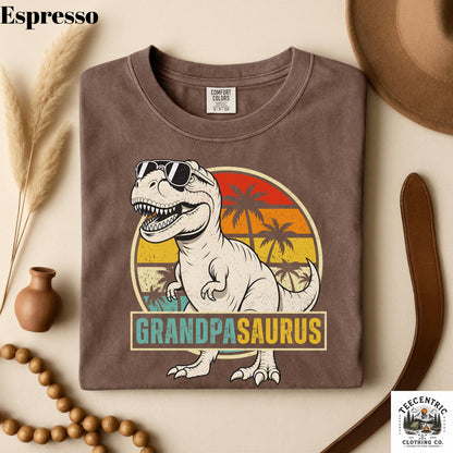 Grandpasaurus T-Rex T-Shirt, Funny Grandpa Dinosaur Gift, Retro Sunset Grandpa Tee, Comfort Colors Vintage Grandpa Birthday Unisex Tshirt