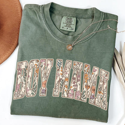 Comfort Colors® Boy Mom Shirt, Toile Floral Boy Mama Shirt, Mama of Boys Shirts, Mother's Day Gift, Cute Mom Tee, Pregnancy Announcement Boy