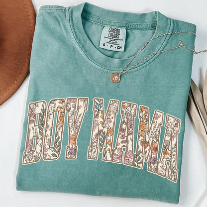 Comfort Colors® Boy Mom Shirt, Toile Floral Boy Mama Shirt, Mama of Boys Shirts, Mother's Day Gift, Cute Mom Tee, Pregnancy Announcement Boy