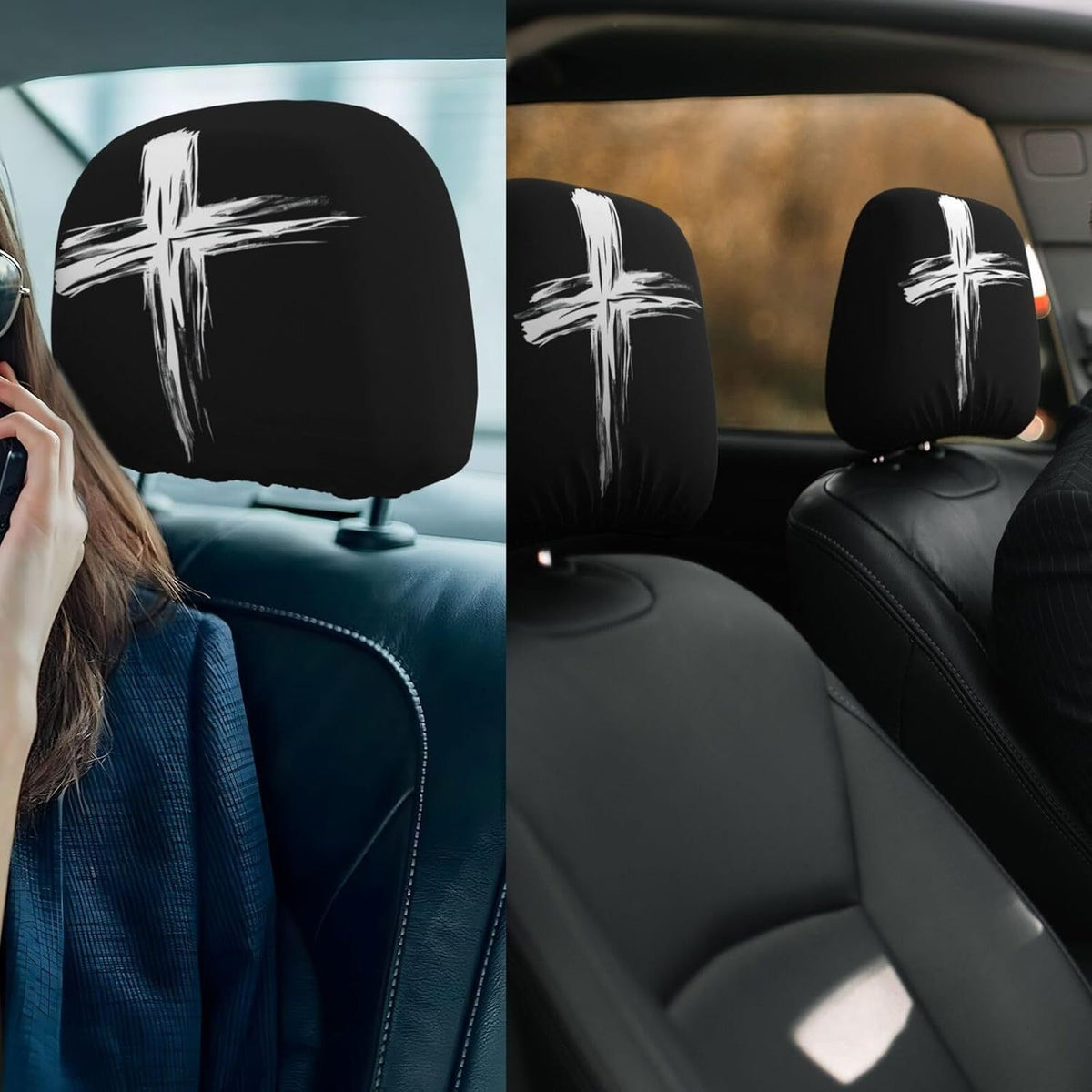 Halloween Car Headrest Cover Scary Face Universal Seat Protector Auto Decor