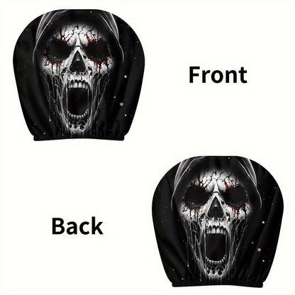 Horror Car Headrest Cover Universal Scary Face Seat Protector Halloween Auto Decor