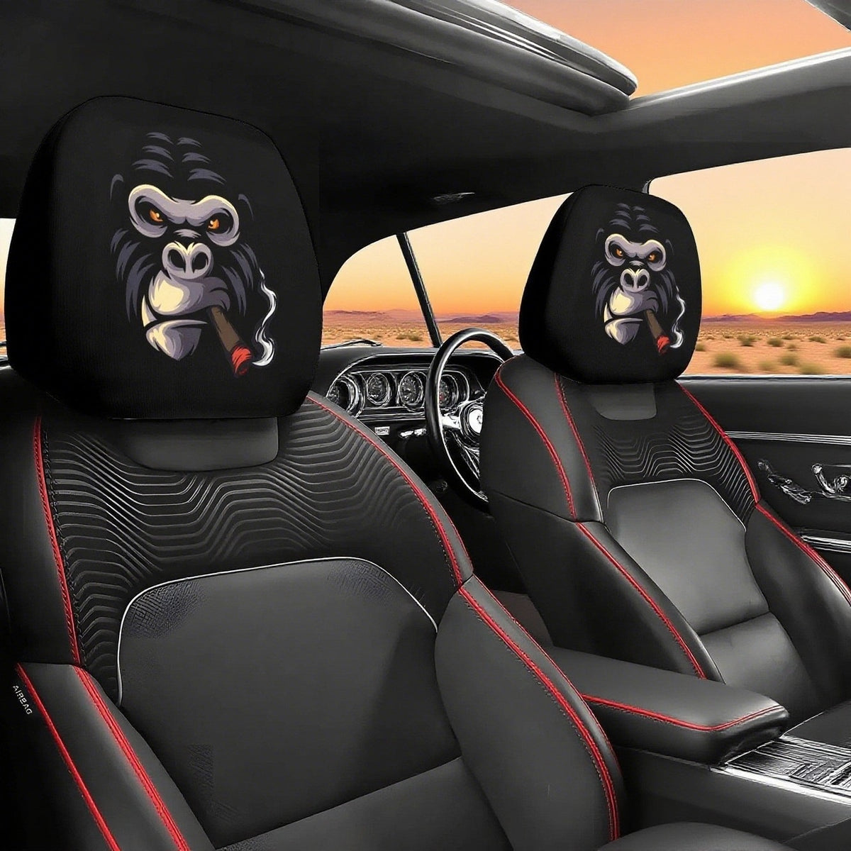 Halloween Car Headrest Cover Scary Face Universal Seat Protector Auto Decor