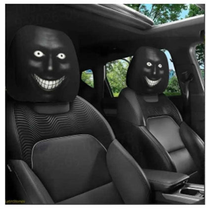 Horror Car Headrest Cover Universal Scary Face Seat Protector Halloween Auto Decor