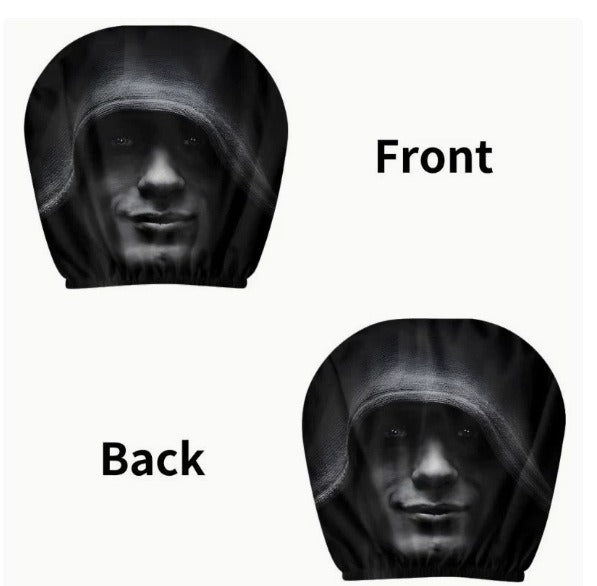 Horror Car Headrest Cover Universal Scary Face Seat Protector Halloween Auto Decor