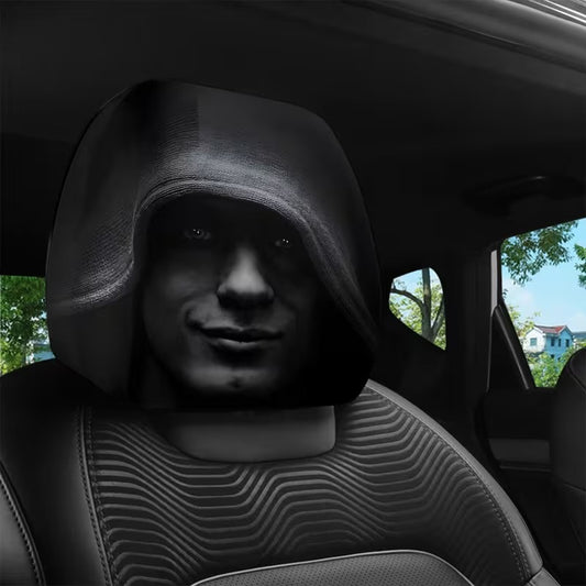 Horror Car Headrest Cover Universal Scary Face Seat Protector Halloween Auto Decor