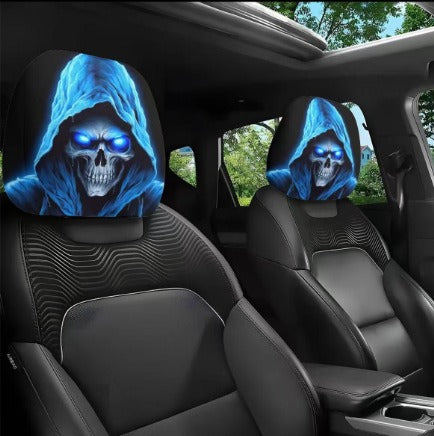 Horror Car Headrest Cover Universal Scary Face Seat Protector Halloween Auto Decor