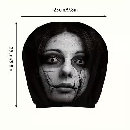 Horror Car Headrest Cover Universal Scary Face Seat Protector Halloween Auto Decor