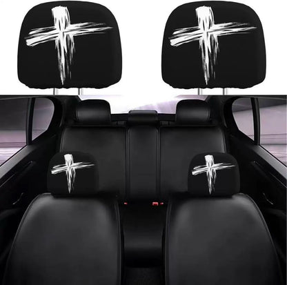 Halloween Car Headrest Cover Scary Face Universal Seat Protector Auto Decor
