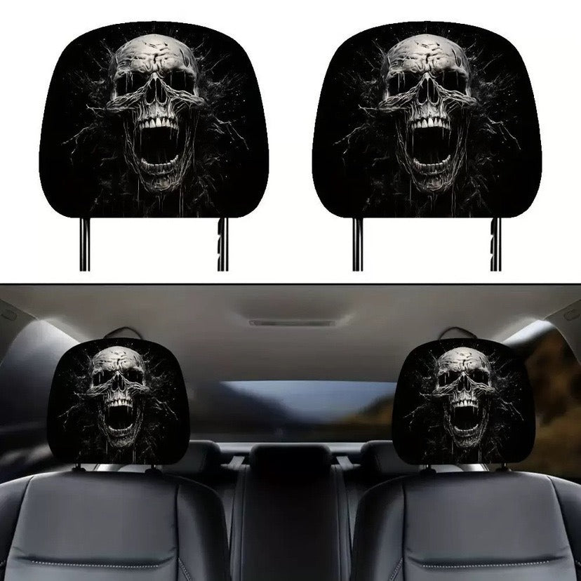 Halloween Car Headrest Cover Scary Face Universal Seat Protector Auto Decor