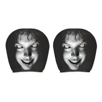 Eyeballless man smiling
