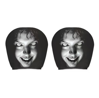 Horror Car Headrest Cover Universal Scary Face Seat Protector Halloween Auto Decor